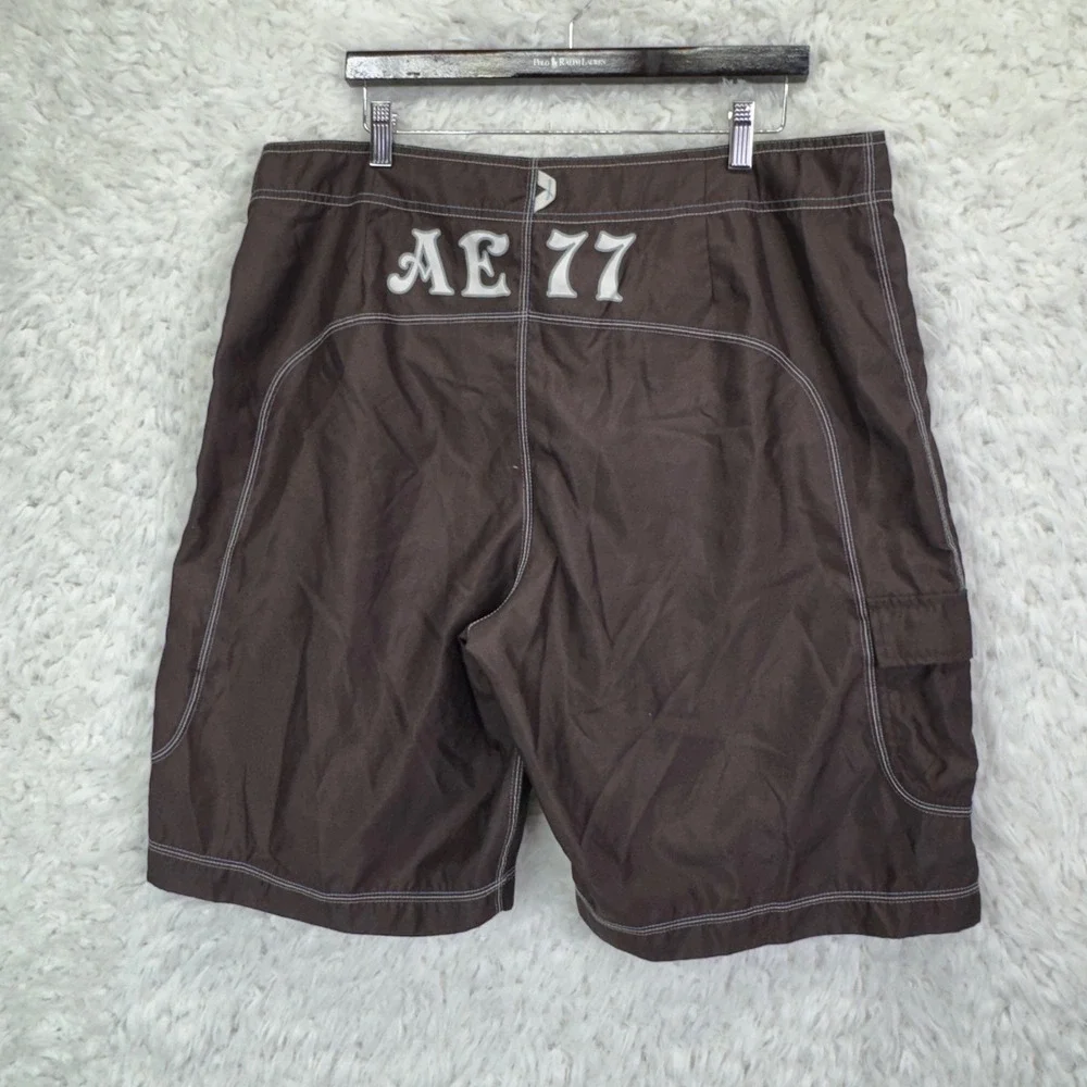 American‎ Eagle Board Shorts 38 Brown AE 77 Surf Beach Swim Trunks Cargo Pocket